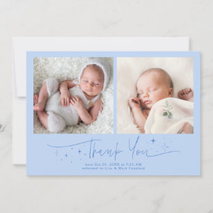 Faire-part de naissance bleu givré Merci Whimsical