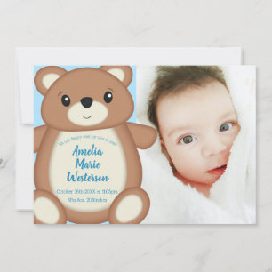 Faire-part de naissance bleu Teddy Bear