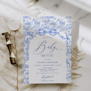 Faire-part de naissance bleu Toile De Jouy pour ga