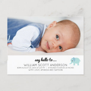 Faire-part de naissance Blue Baby Boy Photo