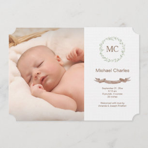 Faire-part de naissance botanique de photo