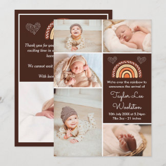 Faire-part de naissance Brown Boho Rainbow
