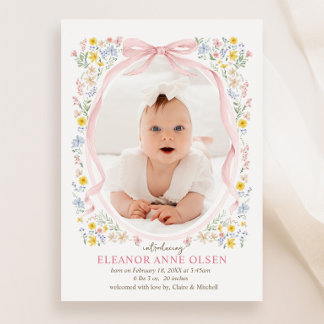 Faire-part de naissance Cadre Fleur Sauvage