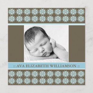 Faire-part de naissance carré bleu victorien