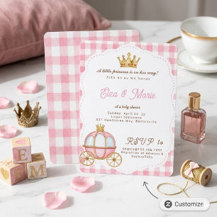 Faire-part de Naissance Carrosse Princesse Gingham