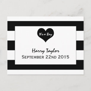 Faire-part de naissance chic noir et blanc
