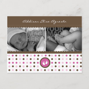 faire-part de naissance chocolat et rose