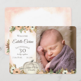 Faire-part de naissance citrouille et Merci