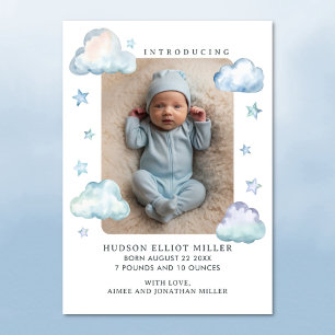 Faire-part de naissance Clouds & Stars Baby Boy Ca
