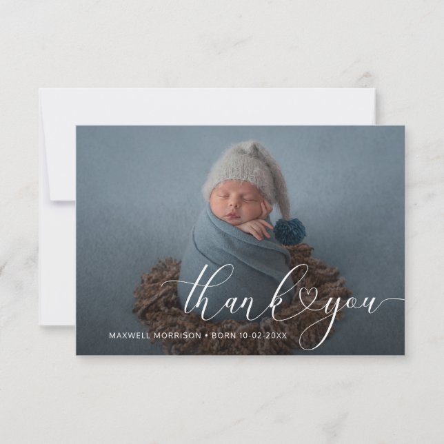 faire-part de naissance coeur Merci (Devant)