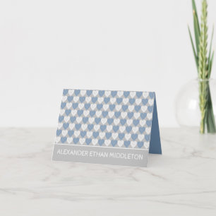 Faire-part de naissance coeurs bleus et blancs sur