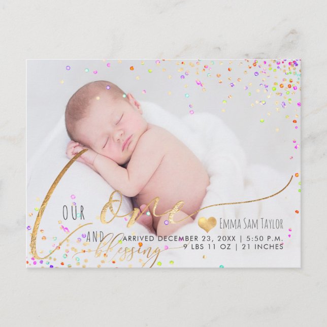 Faire-part de naissance/Confettis PixDezines Love (Devant)