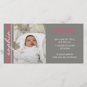 Faire-part de naissance-corail Carte photo moderne