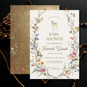 Faire-part de naissance Couronne de fleurs sauvage