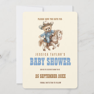 Faire-part de naissance Cowboy Teddy Bear Baby Sho