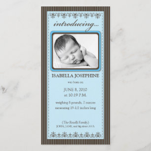 Faire-part de naissance Customisé bleu classique