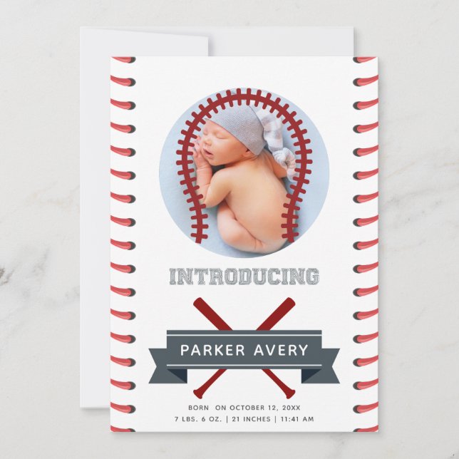 Faire-part de naissance de baseball (Devant)