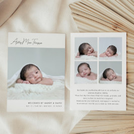 Faire-part de naissance de bébé avec lettre callig