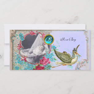 Faire-part de naissance de bébé avec monogramme, a