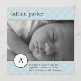 Faire-part de naissance de bébé classique initial