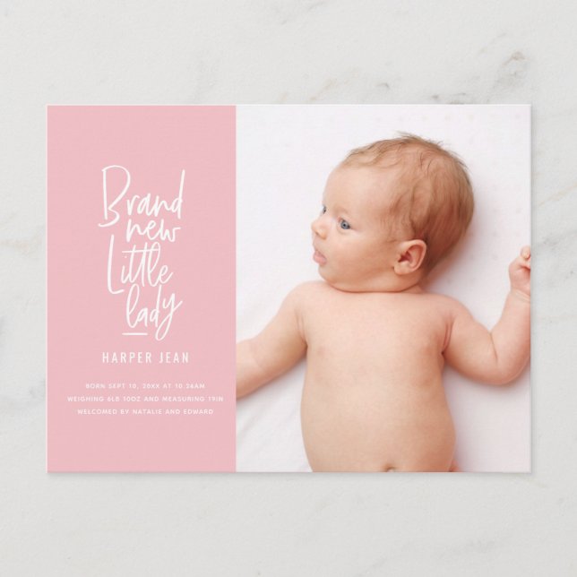 Faire-part de naissance de bébé dessiné à la main (Devant)
