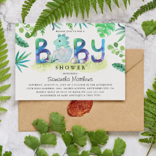 Faire-part de naissance de bébé dinosaure mignon