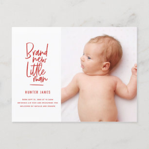 Faire-part de naissance de bébé garçon dessiné à l