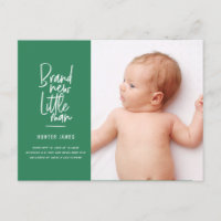 Faire-part de naissance de bébé garçon dessiné à l