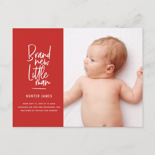 Faire-part de naissance de bébé garçon dessiné à l (Devant)