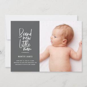 Faire-part de naissance de bébé garçon dessiné à l