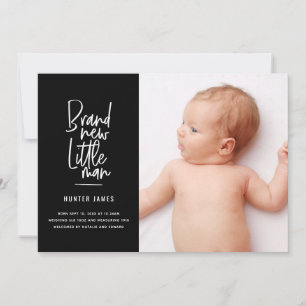 Faire-part de naissance de bébé garçon dessiné à l