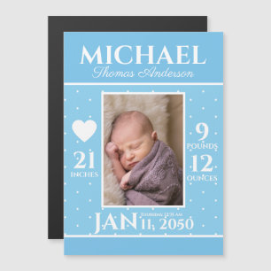 Faire-part de naissance de bébé moderne bleu avec