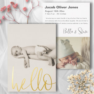 Faire-part de naissance de bébé photo texte modern