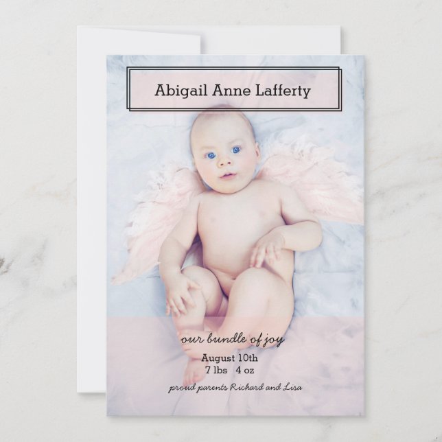 Faire-part de naissance de boîte de transparence r (Devant)