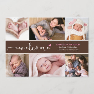 Faire-part de naissance de collage de photo de