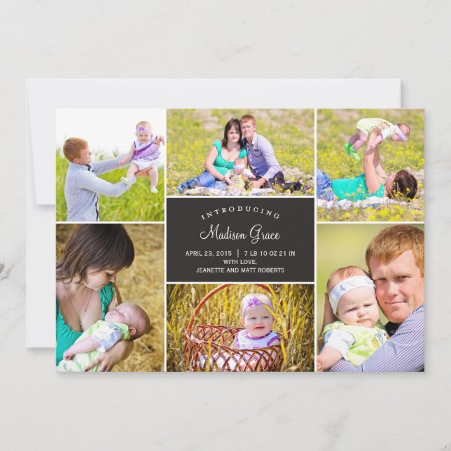 Faire-part de naissance de collage élégant (Devant)