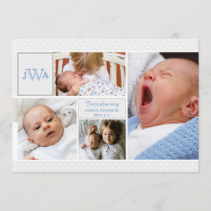 Faire-part de naissance de collage photo à échelle