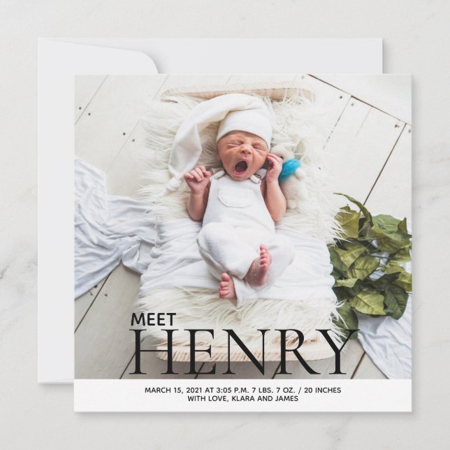 Faire-part de naissance de collage photo minimalis (Devant)