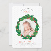 Faire-part de naissance de couronne verte de canne