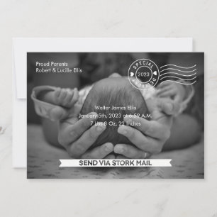 Faire-part de naissance de courrier de stockage