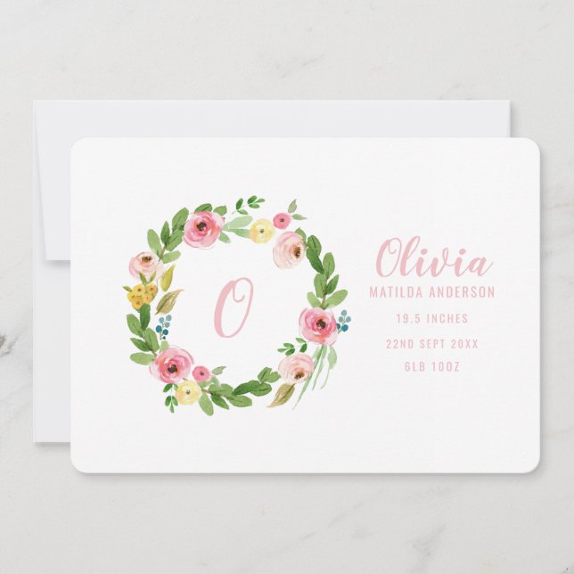 Faire-part de naissance de courroie d'aquarelle (Devant)