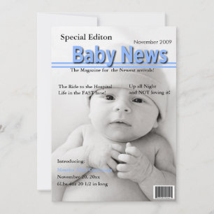Faire-part de naissance de couverture de magazine 