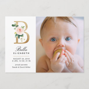 Faire-part de naissance de monogramme