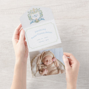 Faire-part de naissance de monogramme de poignets 