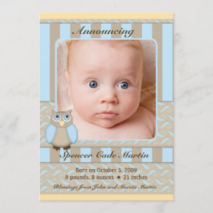 Faire-part de naissance de petit hibou