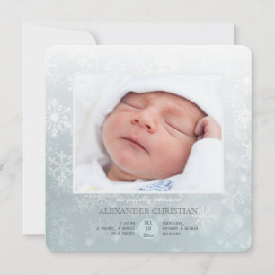 Faire-part de naissance de photo d'arrivée d'hiver