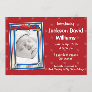 Faire-part de naissance de photo de base-ball