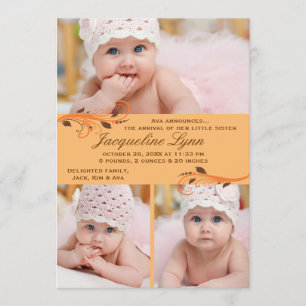 Faire-part de naissance de photo de bourrasque de