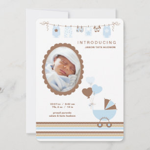 Faire-part de naissance de photo de camée de bébé