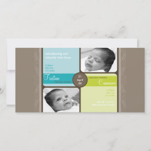 FAIRE-PART DE NAISSANCE DE PHOTO DE JUMEAUX : : 2L